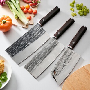 Stainless Steel Kitchen Knife 3-Piece Set Forged Hammer Pattern Chopping Knife for Chicken, Duck, Goose, Household Knife, Slicing Knife, Chef's Knife