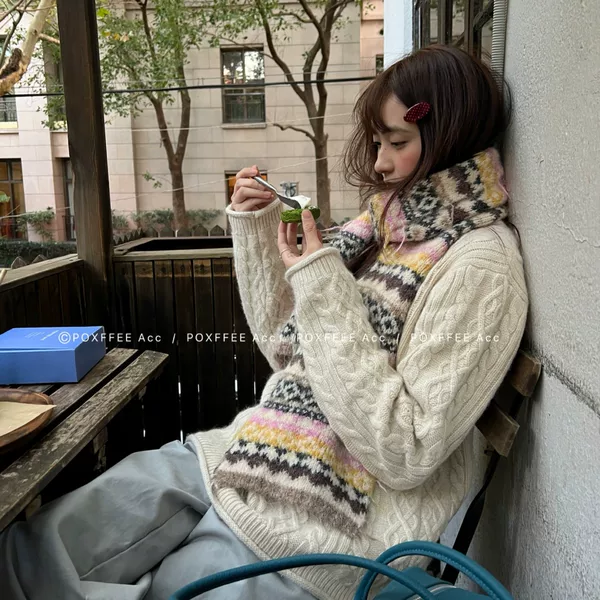 Poxffee Acc/12.9 Alpaca Fair Isle Scarf