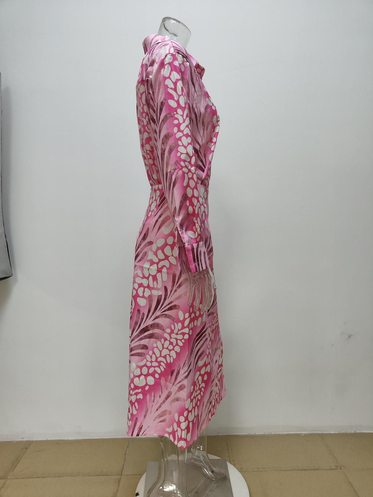 Women's Clothing Spring Women's Fashionable Elegant Commuter Skirt Set Style High Waisted Printed Collared Top_ecoleips.com
