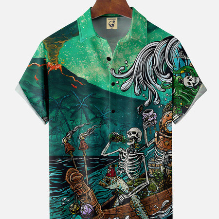 9-6-2023 Creative 3D Digital Printing Moisture-wicking Trend Loose Short-sleeved Shirt Men's Top E306