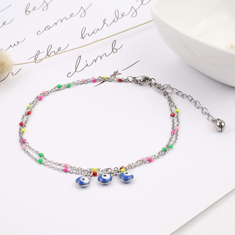Daily, Beach Occasion Retro Devil's Eye Stainless Steel Wholesale Anklet