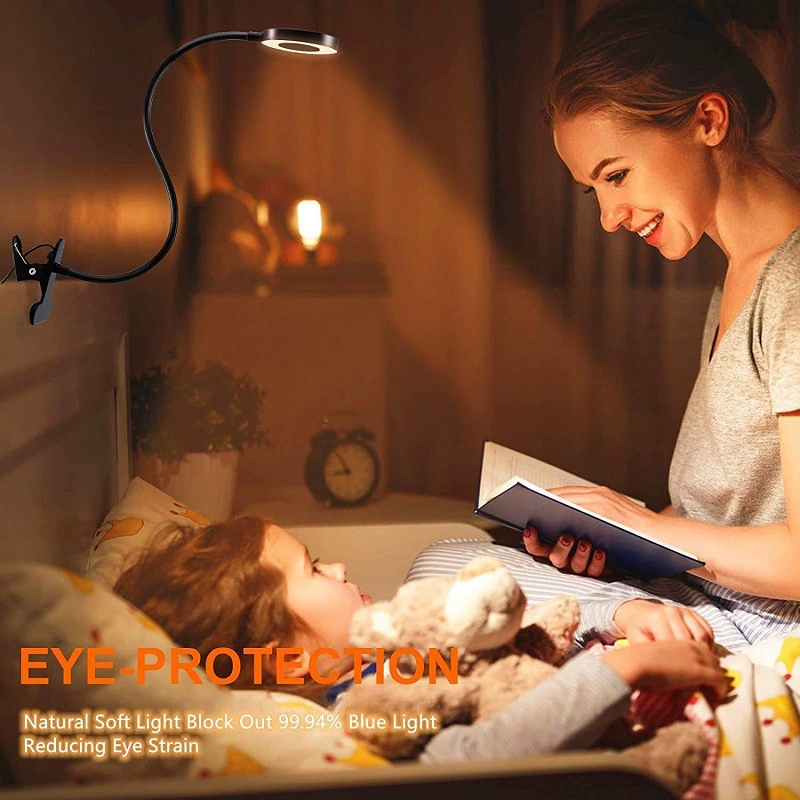 LED clip lamp, USB powered, 3‑color 30‑mode dimming, 50 cm gooseneck
