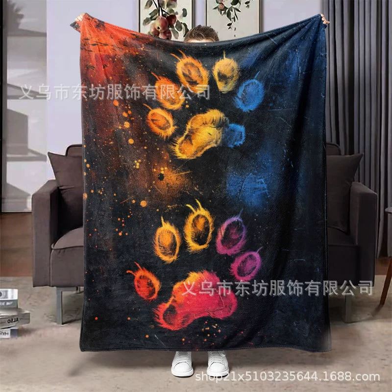 Современные минималистские цветные следы животных креативные фланелевые одеяла универсальные четыре сезона