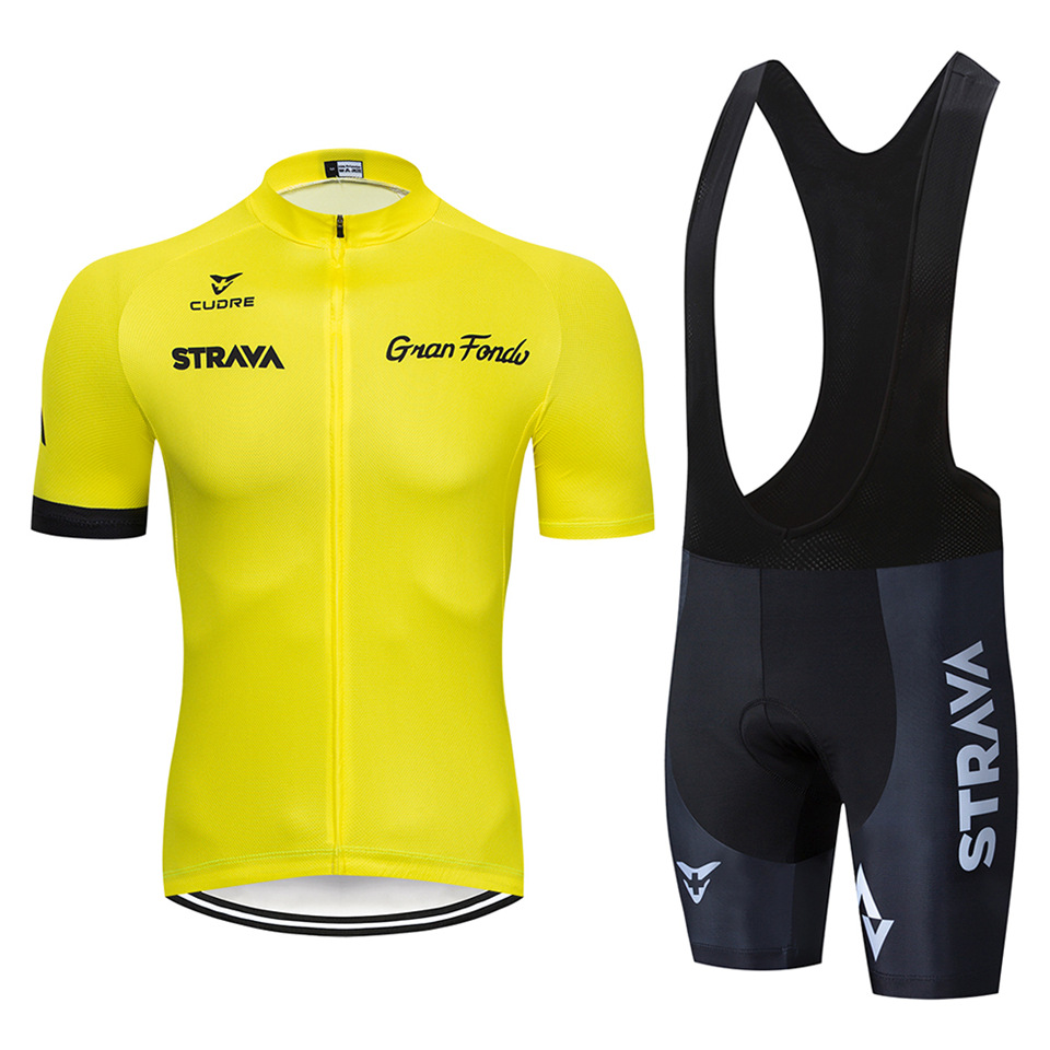Conjunto de ropa de ciclismo STRAVA, tirantes cortos y camiseta de verano, transpirable y cómoda, lista para envío