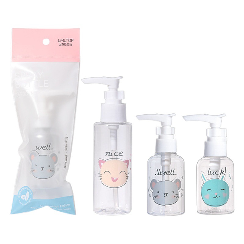 LMLTOP cosmética sub-botella 50ml viaje de dibujos animados botella vacía bomba botella de loción botella de prensa lm734