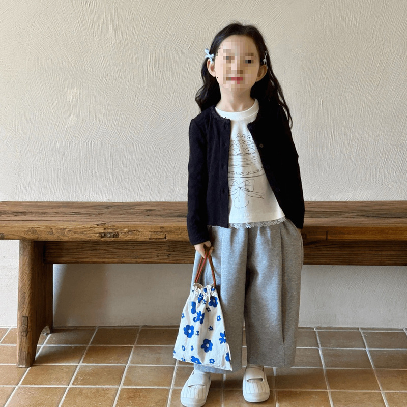 Bohemian Style Girls' Jacket Autumn New Korean Version Trendy Children's Round Neck Cardigan Casual Carrot Pants Sweatpants Set Trendy