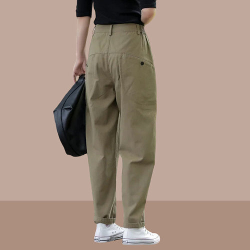 2025 Spring and Autumn Women's Mini Footless Harem Pants Work Pants Turnip Casual Pants Three-quarter Length Loose Straight Leg Pants
