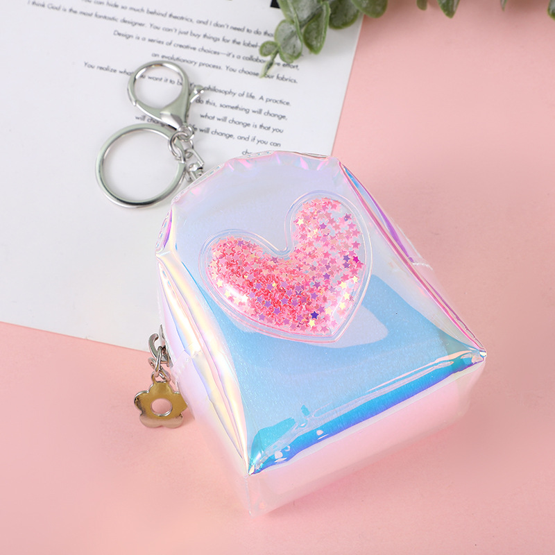 Japonés ins amor láser pequeña bolsa portátil mini lindo monedero colgante lápiz labial auriculares bolsa de almacenamiento