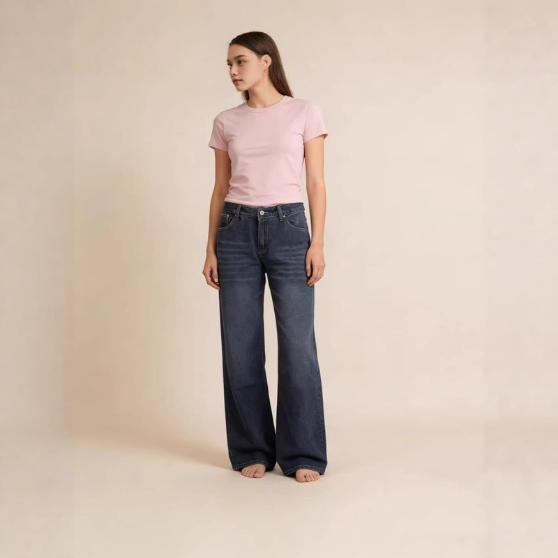 European and American Cross-Border Popular Wide-Leg Hot Girl Street Style Loose Low-Waist Retro Plus-Size Women's Jeans European and American Cross-Border Popular Wide-Leg Hot Girl Street Style Loose Low-Waist Retro Plus-Size Women's Jeans