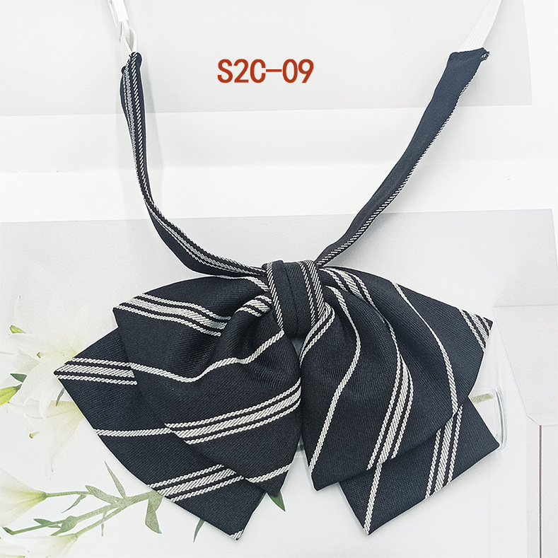 Pajarita de estilo universitario jk bowknot moda coreana casual rayas a cuadros niñas doble cuello flor spot al por mayor