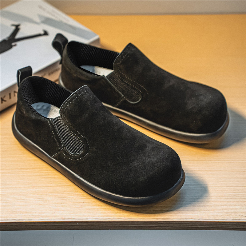 2025 primavera y verano de alta calidad transmisión en vivo de cuero de terciopelo anti-transpirable zapatos de hombre superligeros zapatos de pie Lefour zapatos de pedal para hombre