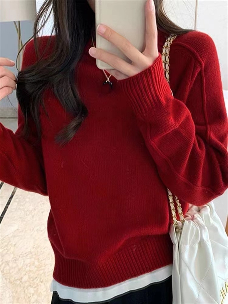 Diseño etiquetado chaqueta de jersey top otoño invierno nuevo estilo coreano relajado suéter glutinoso suave mujer image 8