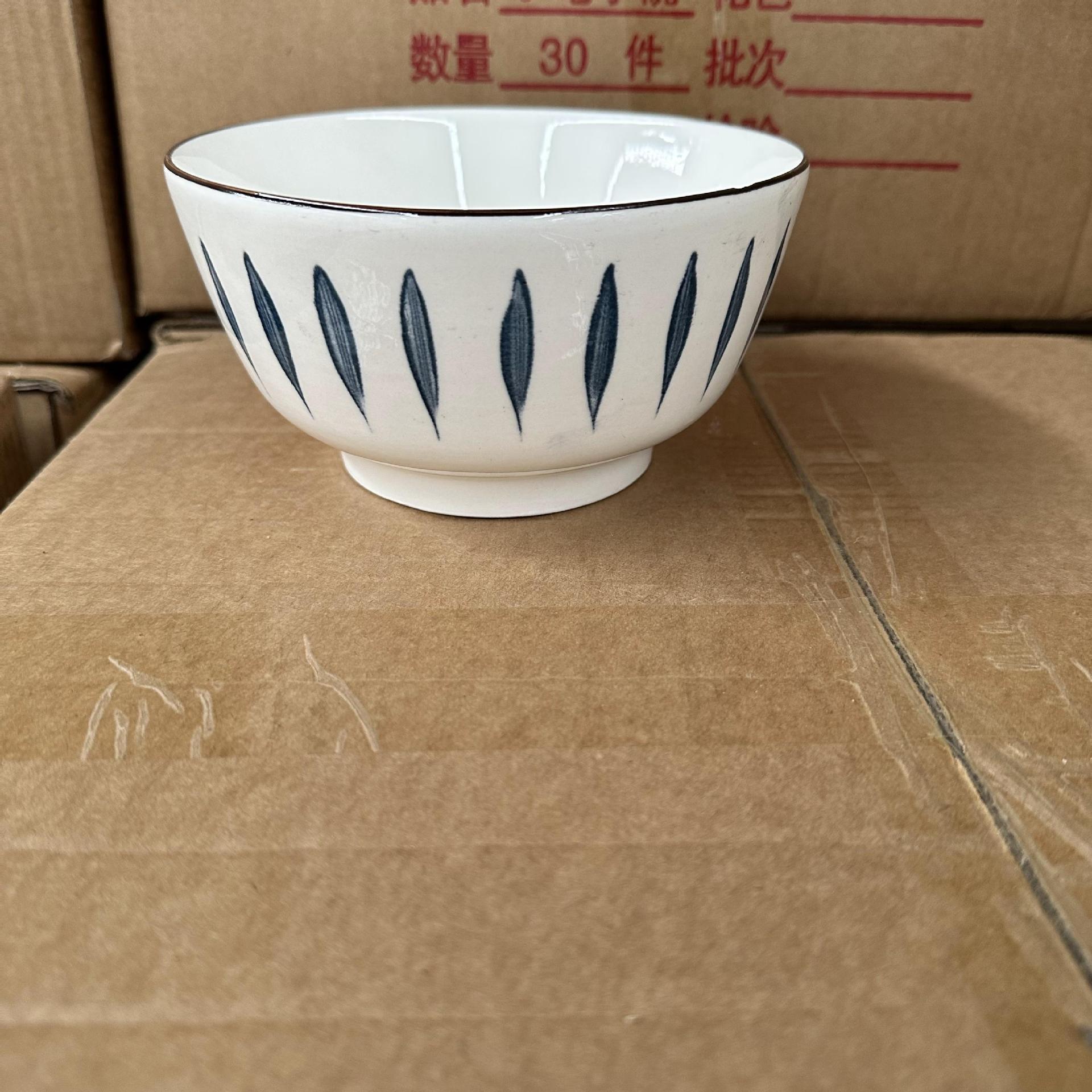 Venta al por mayor de cerámica 6 pulgadas ensaladera melocotón naranja grande pequeño ciervo lluvia de meteoros tazón grande tazón de sopa dos yuanes puesto