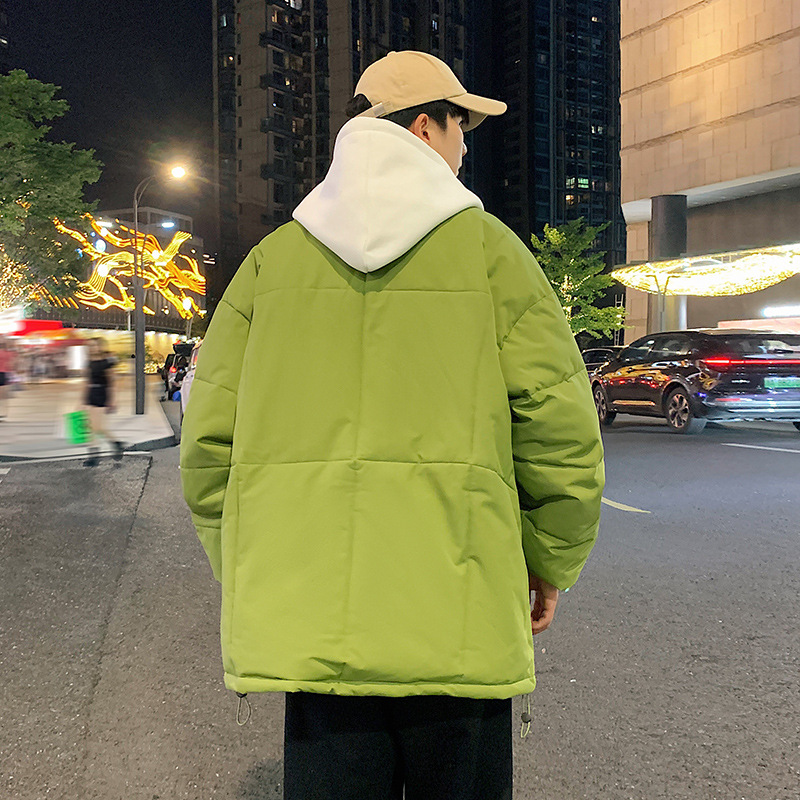 Abrigo acolchado de algodón de dos piezas falso para hombres Otoño e Invierno 2023 Nuevo Abrigo acolchado de algodón suelto forrado de lana engrosado abrigo de algodón de invierno para los amantes