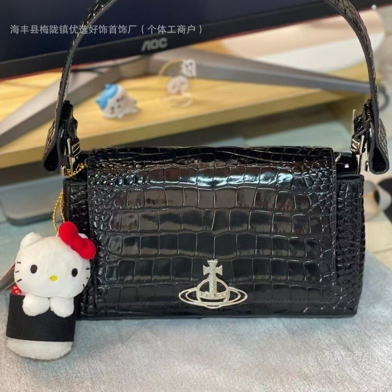[Cabinet-level quality] Empress Dowager's New Crocodile Pattern High Version Embossed Cowhide Crossbody All-match Commuter Shoulder Bag