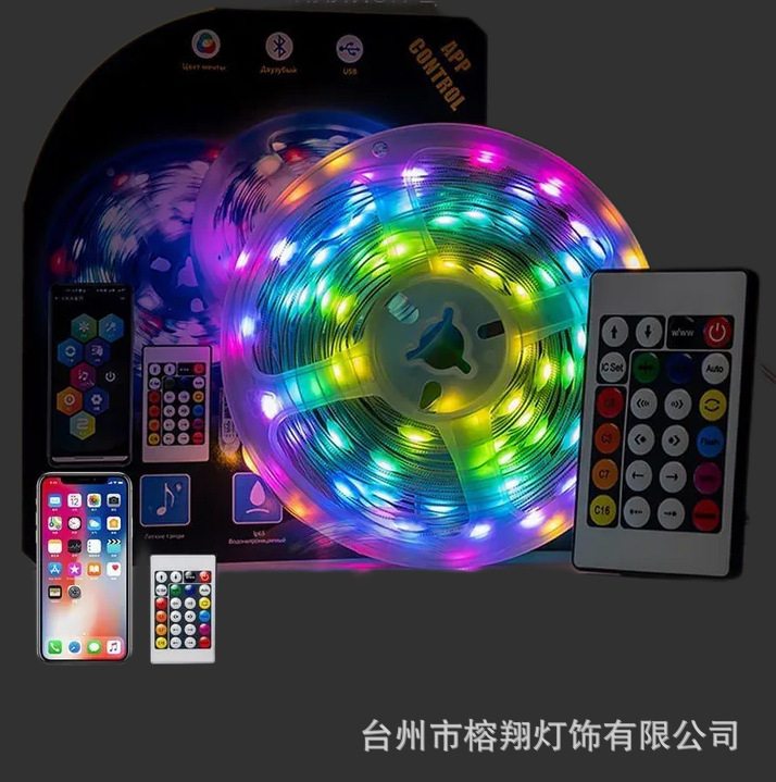 LED跑马幻彩RGB 声控灯串手机蓝牙控制户外露营圣诞节装饰皮线灯