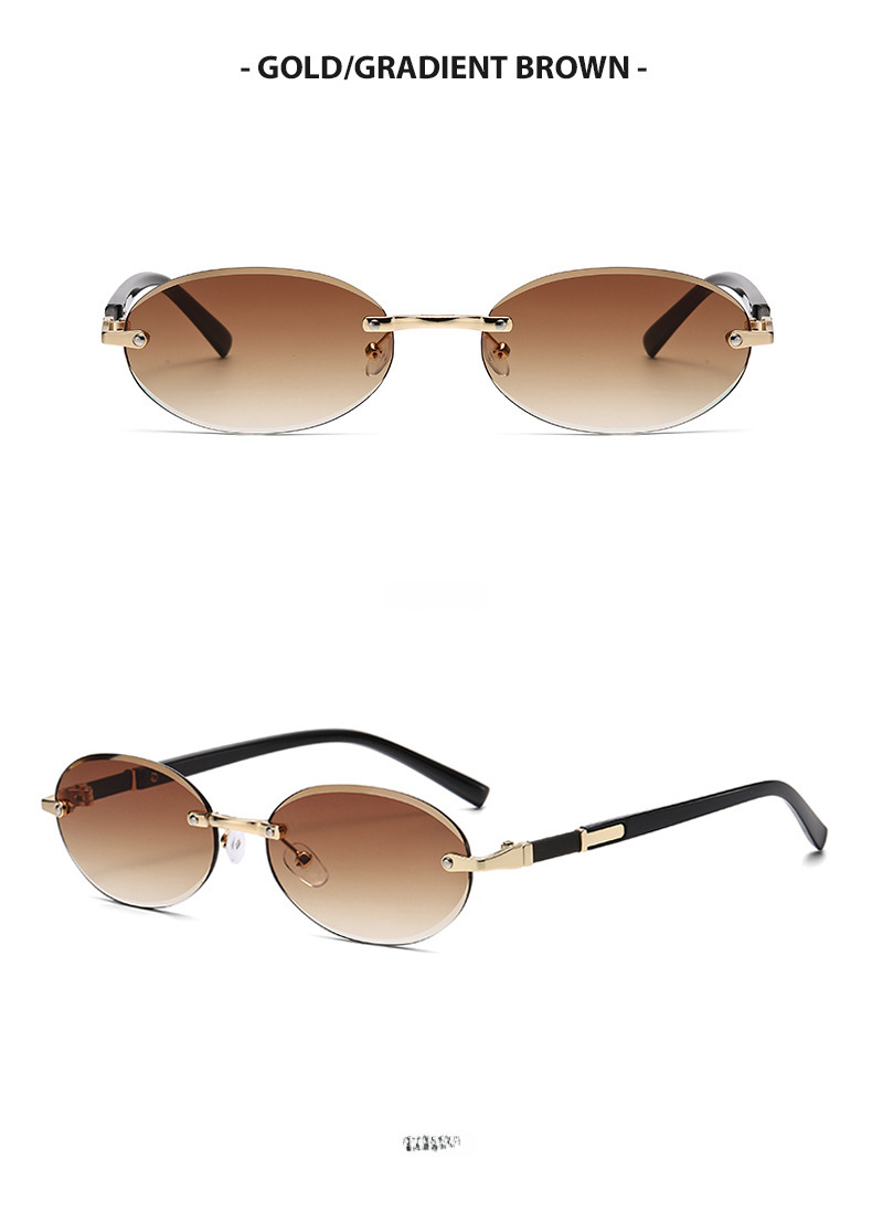 1584 New European and American Trendy Cut Edge Distinctive Oval Frame Sunglasses 2024 New Arrival Frameless Hot Girls Hip Hop Sunglasses_voghion.com