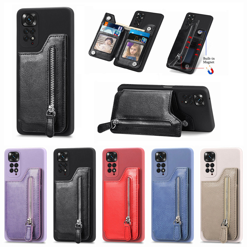 Suitable for Xiaomi Redmi Note11 Silicone Mobile Phone Case Apple 14 Zipper Wallet Case Card Holder Protective Cover