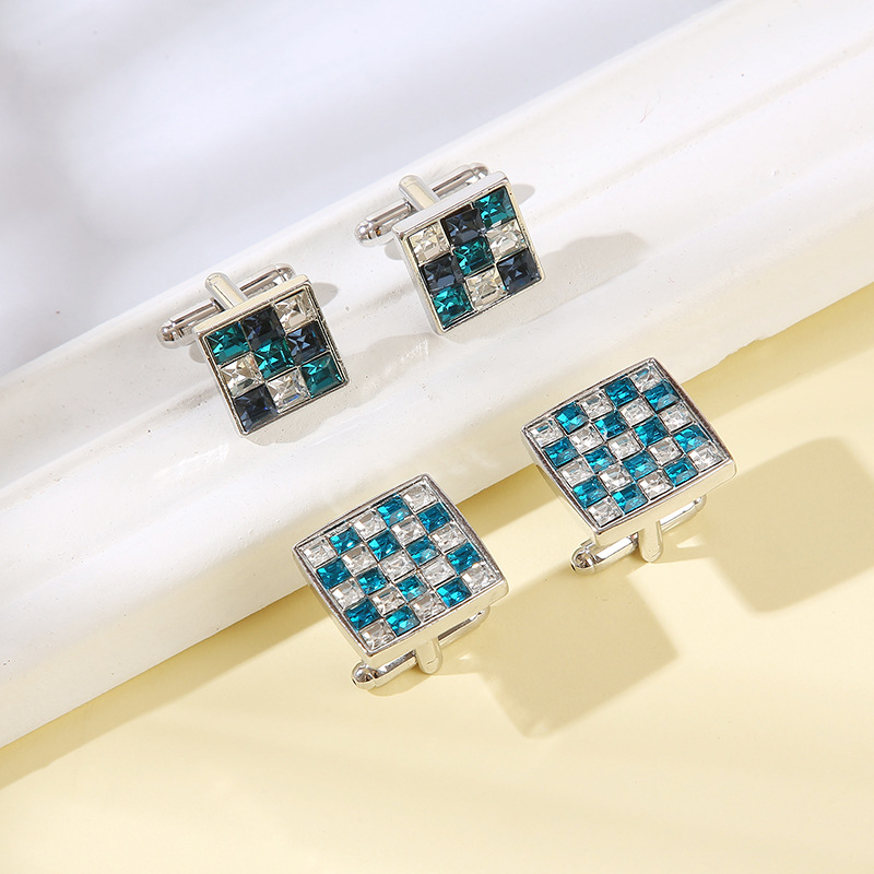 New Square Color Diamond Zircon Cufflinks Fashion Men's Shirt French Cufflinks_voghion.com