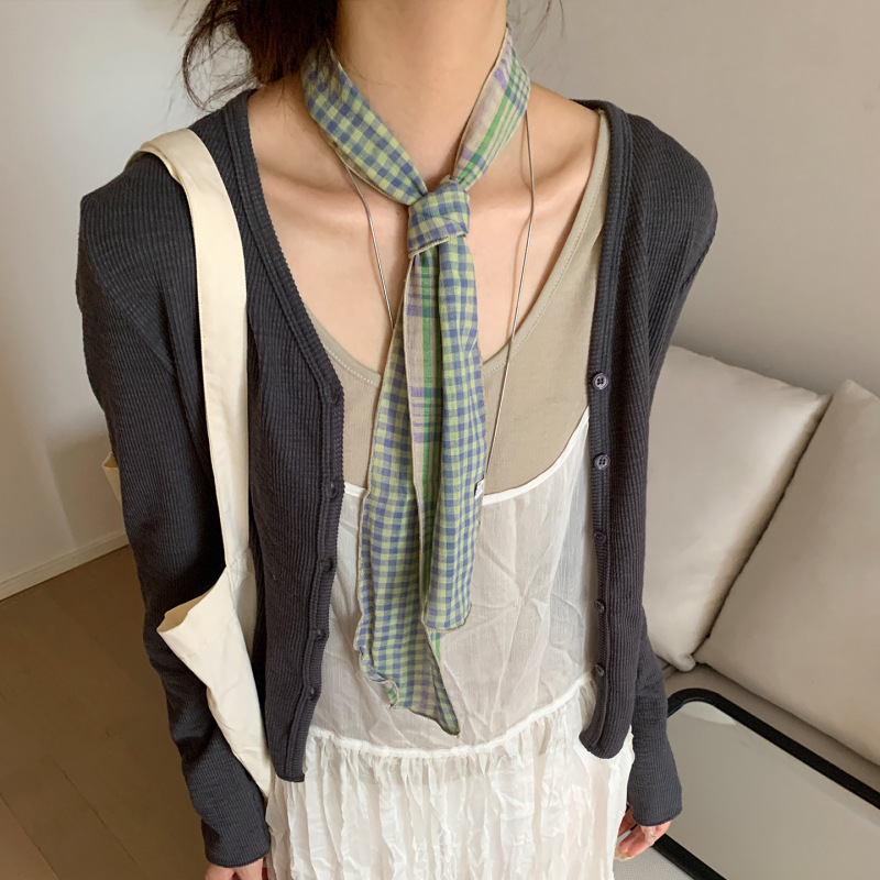 复古文艺风格纹丝巾女2025新款高级感薄款围脖韩系氛围感系脖配饰|undefined