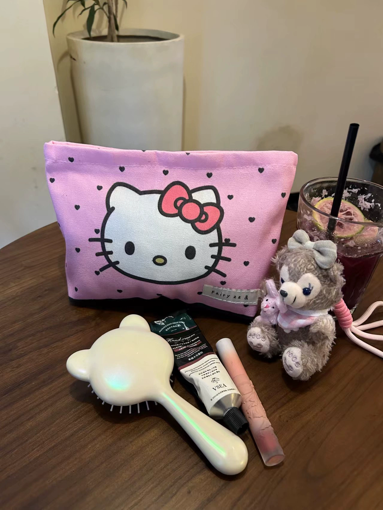 Хендхелд косметичка Hello Kitty, 25×19 см, вместительная пурпурная дорожная сумка–органайзер