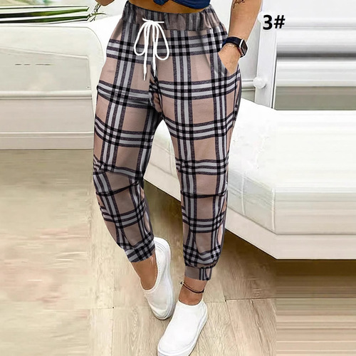 Elegant and Versatile Relaxed High-Waisted Tied-Ankle Print Pants for Women