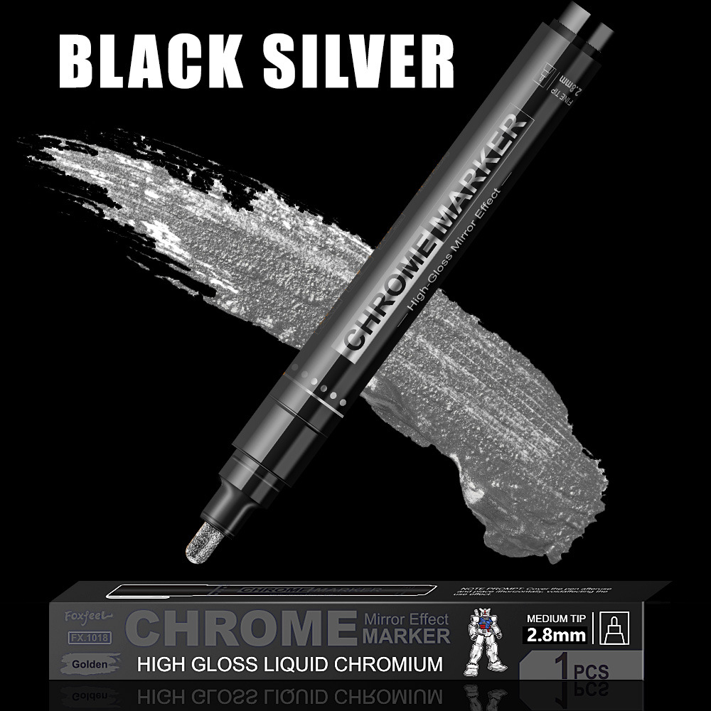 Modelo de cromado de lápiz de marca de alta calidad de color de relleno DIY lápiz de pintura de metal de espejo impermeable lápiz de pintura de uñas resaltado