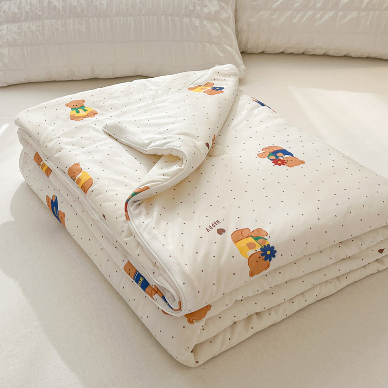 Edredón fresco de verano de algodón de punto de fibra de soja de clase A, colcha fina de verano para niños lavable a máquina, colcha de aire acondicionado de primavera y otoño de verano