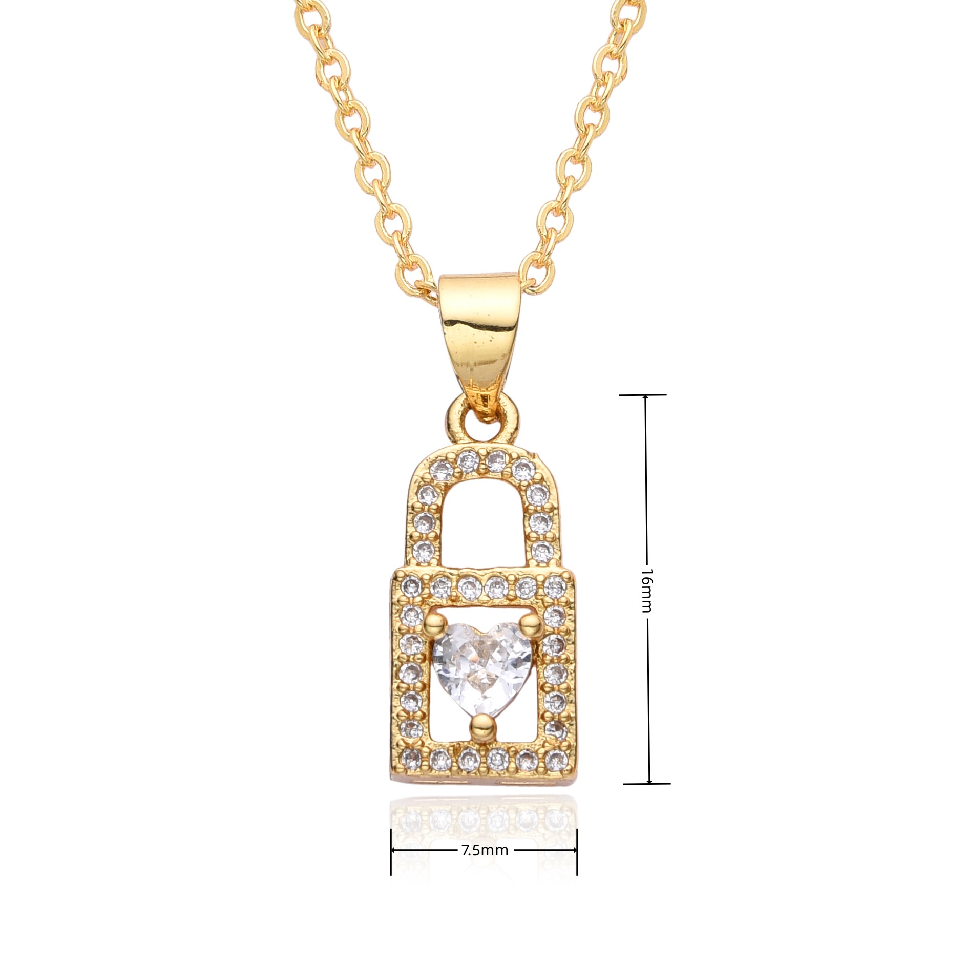 8g Weight Copper Pendant Material Zircon Inlay Material Pendant Necklace Classification Copper Chain Material 1 Piece Quantity Daily, Date Occasion Copper Material Heart Shape, Lock Pattern Women's Gender Inlay Design Elegant, Shiny Style Copper Inlay Heart Shape Lock Zircon Pendant Necklace 12