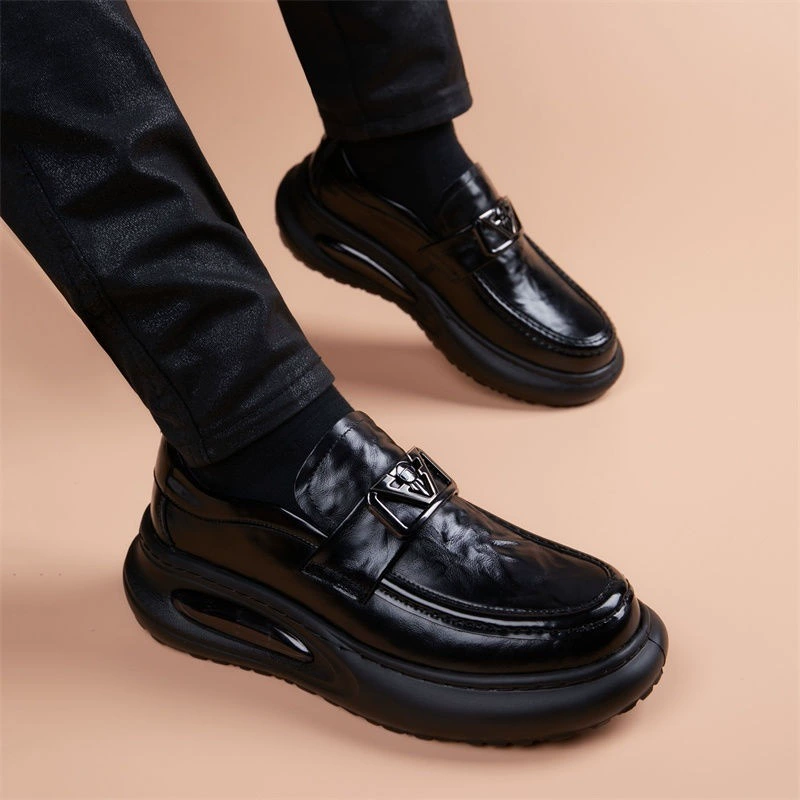 Soft heel, insoles, footwear, men's high shock-absorbing shoes for leisure for leather shoes English style platform, genuine leather