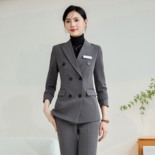 SY6258双排扣西装职业套装女2024秋冬气质正装酒店前台经理工作服