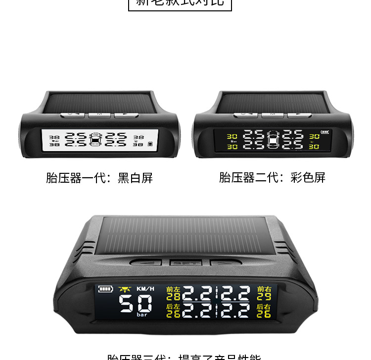 Car Hud Head-Up Display Gps Speed Time Altitude Tire Pressure Temperature Solar Wireless Monitor Smart