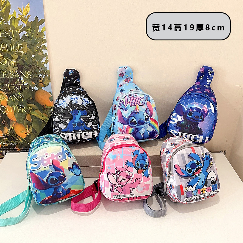 Cross-Border Children's Bag, Cute Cartoon Kids Trendy Stitch Shoulder Crossbody Chest Bag, Fashionable Coin Purse for Boys and Girls