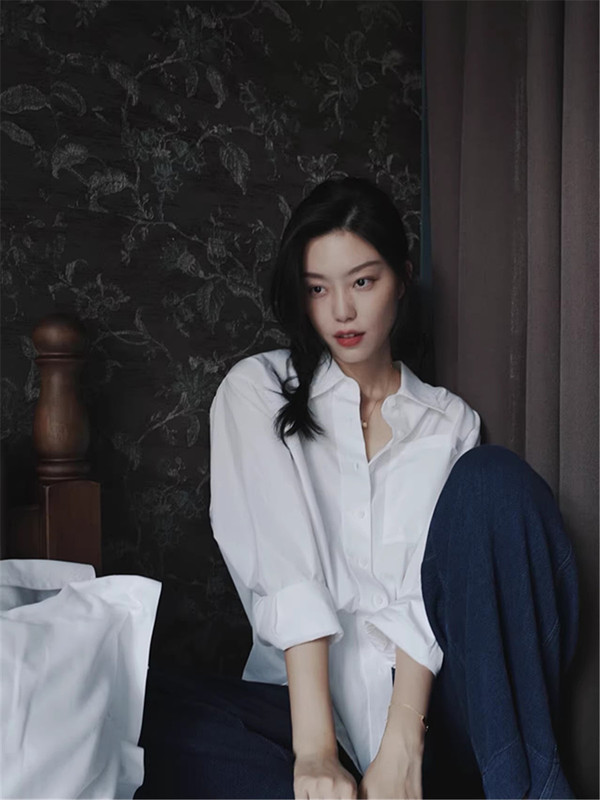 C712法式白色叠穿长袖衬衫外套女春秋新款高级感宽松bf慵懒风休闲|undefined