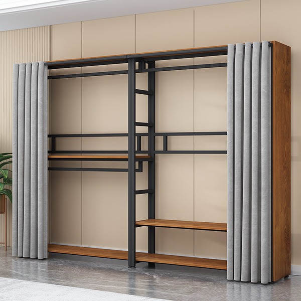 Bedroom Wardrobe Open-Style Closet Dressing Room Floor-Standing Assembly Clothes Rack Home Walk-In Wardrobe Iron Art