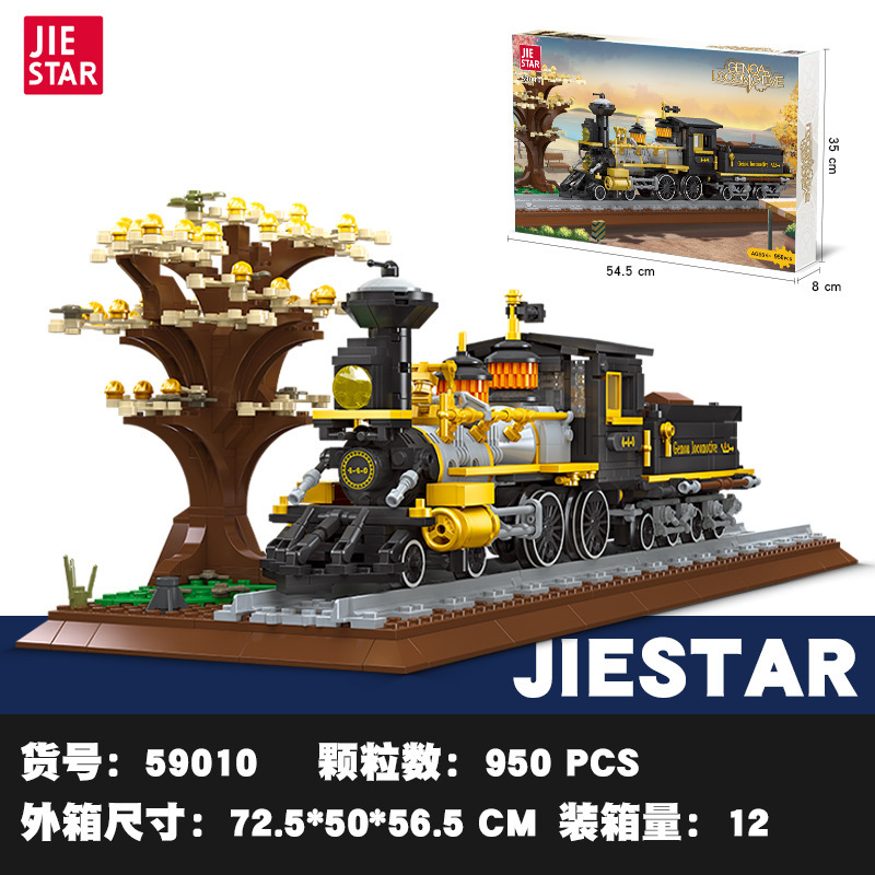 Jiexing pequeña partícula locomotora de vapor bloques de construcción para niños modelo de tren de simulación niño regalo de juguete del día del niño