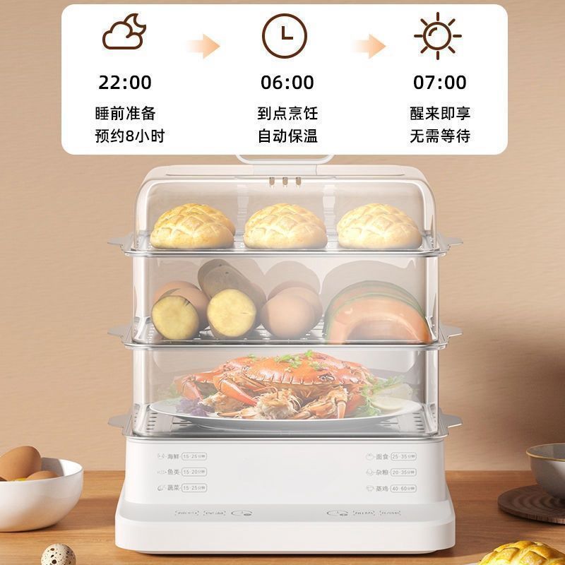 Nuevo modelo de vaporera eléctrica, vaporera eléctrica inteligente para el hogar, de gran capacidad, multifuncional, para cocinar y vaporizar todo en uno, máquina para preparar desayunos
