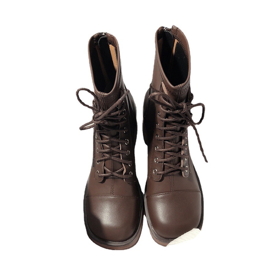 Vintage Damen Stiefel Mit Blockabsatz Und Langem Schaft_voghion.com