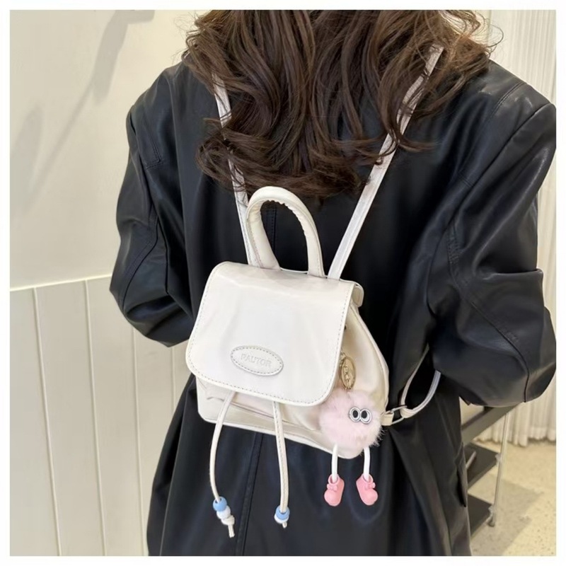 新しいレトロファッションソリッドカラーコントラストカラーバックパックレディースバッグ秋と冬のスタイルカジュアルトレンディシンプルな旅行小さなバックパック|undefined