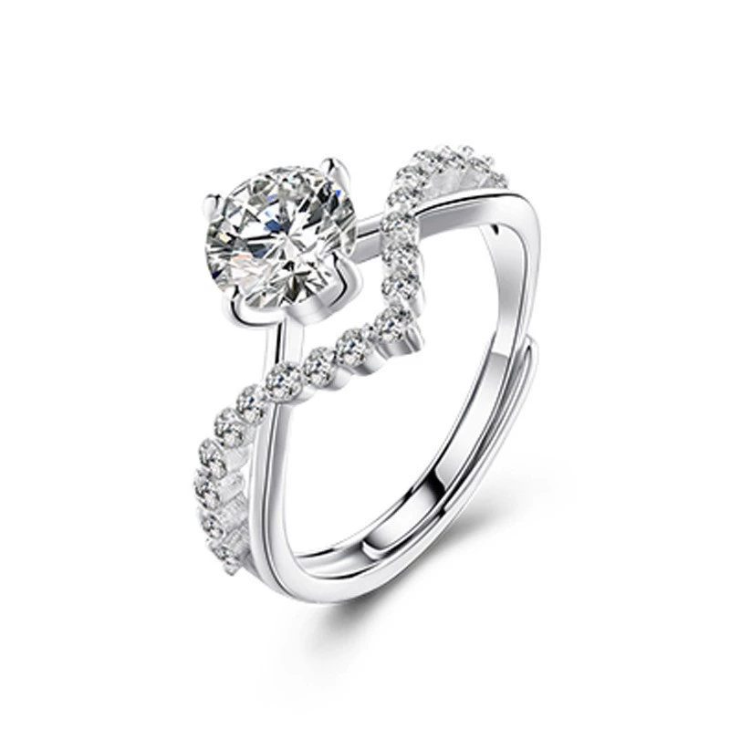 Adjustable wedding ring, 1‑carat style, light‑luxury design, multiple motif options