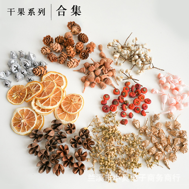 Natural Dried Fruit and Dried Flower Combination Material Package Christmas Flower Decoration Handmade Environmental Creation DIY Aromatherapy Plant Specimens