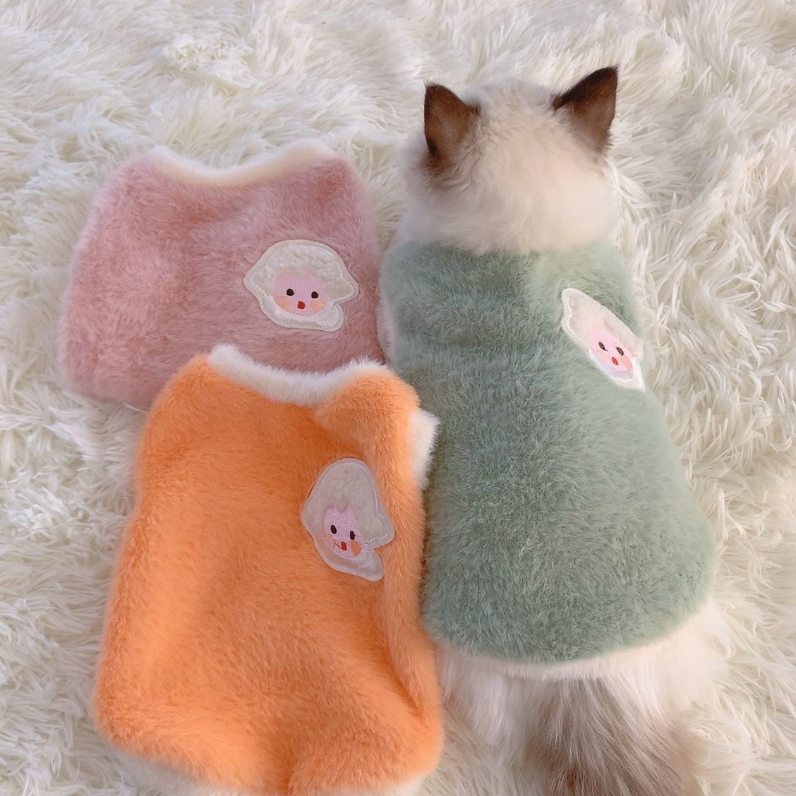 Ropa de gato invierno cálido anti-pelusa marioneta azul gato lindo mascota gatito pequeño perro ropa para mascotas
