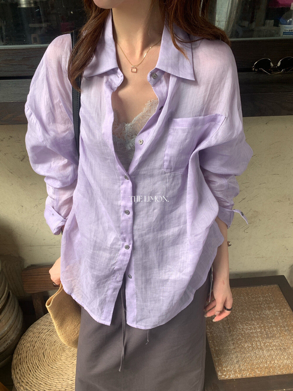 Áo sơ mi nữ linen tay dài cổ bẻ phong cách thư giãn — Xanh đen, xanh lam, Màu cà phê, màu hồng chi tiết 23