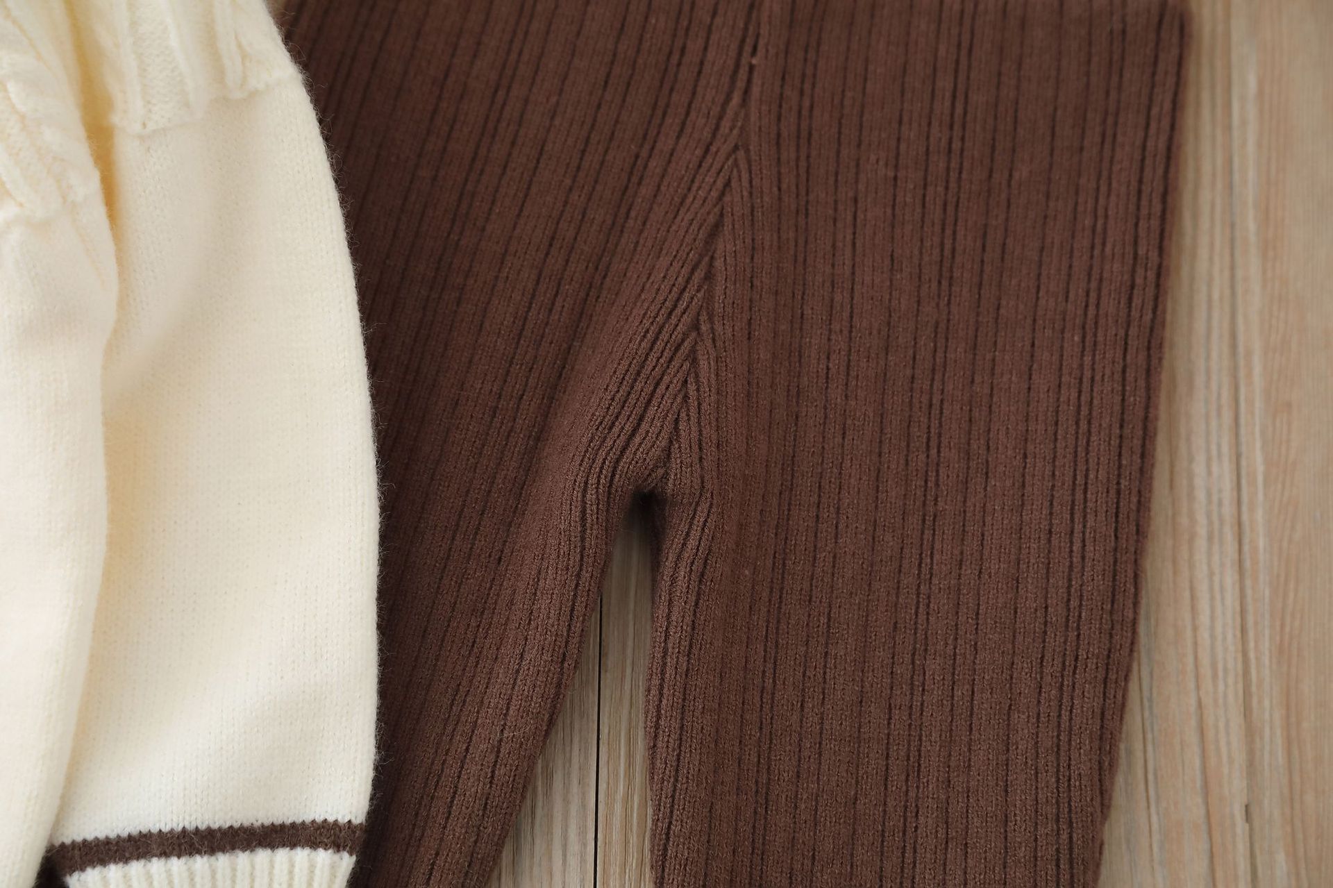 Tüdrukute kootud kaheosaline kampsun 2024 sügis/talv uus naiste aarete pükste komplekt_voghion.com