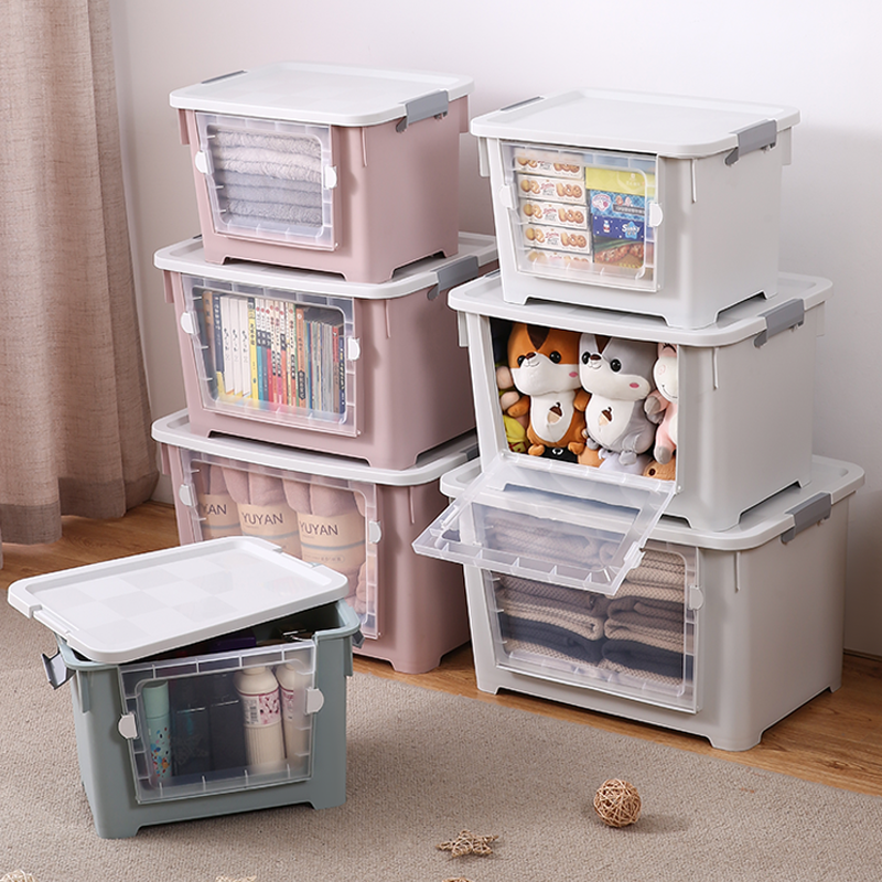 Front open storage box plastic transparent finishing box home…