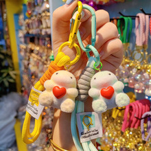 新款卡通植绒爱心哥斯拉钥匙链时尚情侣钥匙扣女包包手机挂件饰品