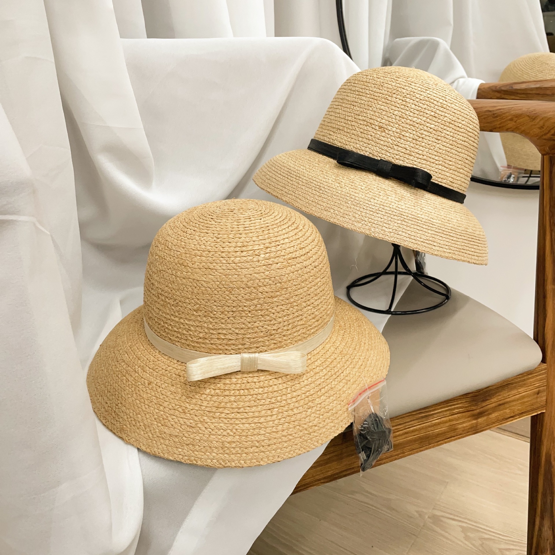 Cappello da pescatore in rafia stile hepburn francese donna sole_voghion.com