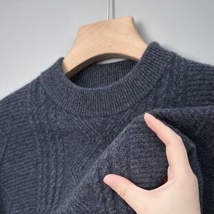 Autumn and Winter Jiaxing Puyuan woolen sweater men's 100% pure cotton wool warm thickened light luxury fashion knitted sweater men