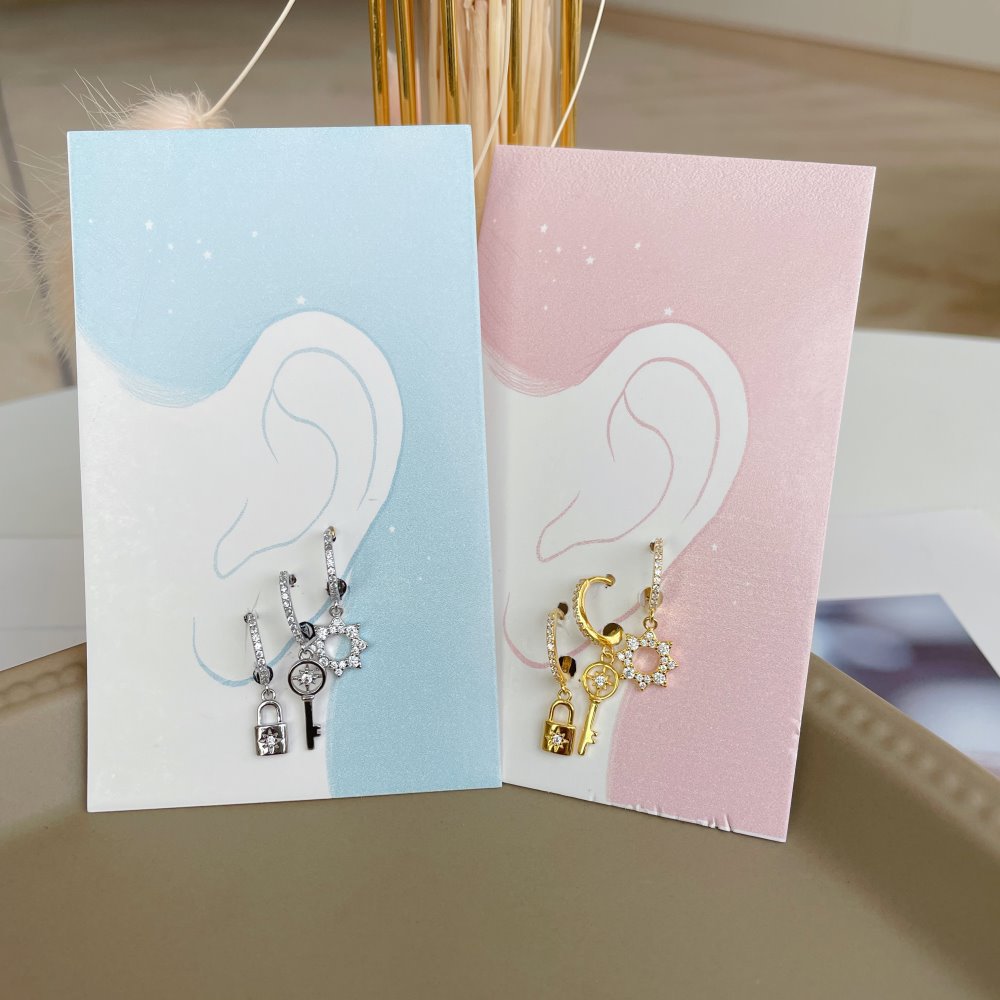 Simple Style Key Sterling Silver Inlay Gem Drop Earrings 1 Set