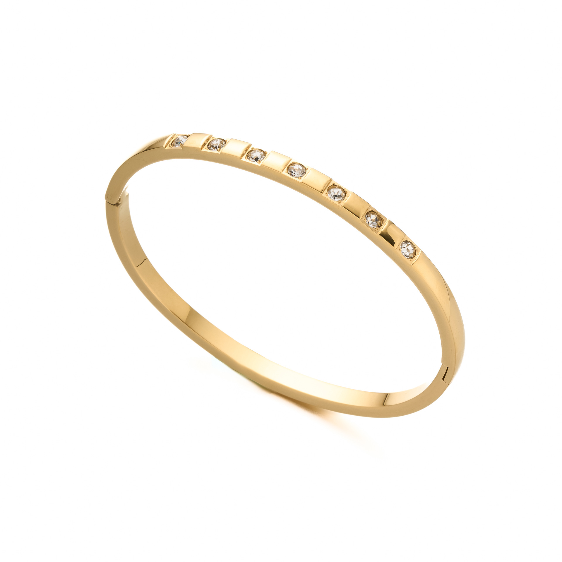 Pulsera de gypsophila transfronteriza europea y americana, pulsera de hebilla de acero de titanio de diamante brillante de oro de 18k, sentido avanzado, nicho al por mayor